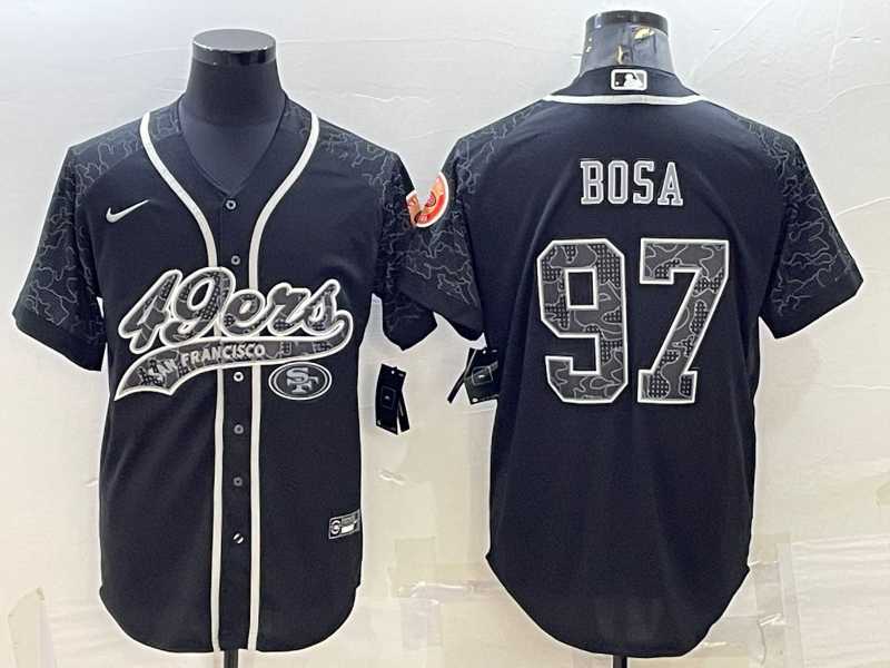 Mens San Francisco 49ers #97 Nick Bosa Black Reflective Limited Stitched Football Jersey